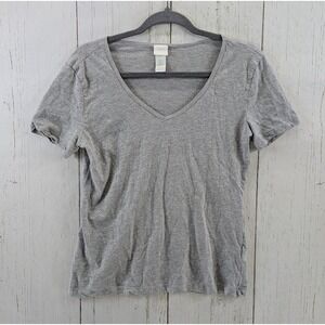 HM Size Large Light Gray Casual V Neck Womens Short Sleeve Top